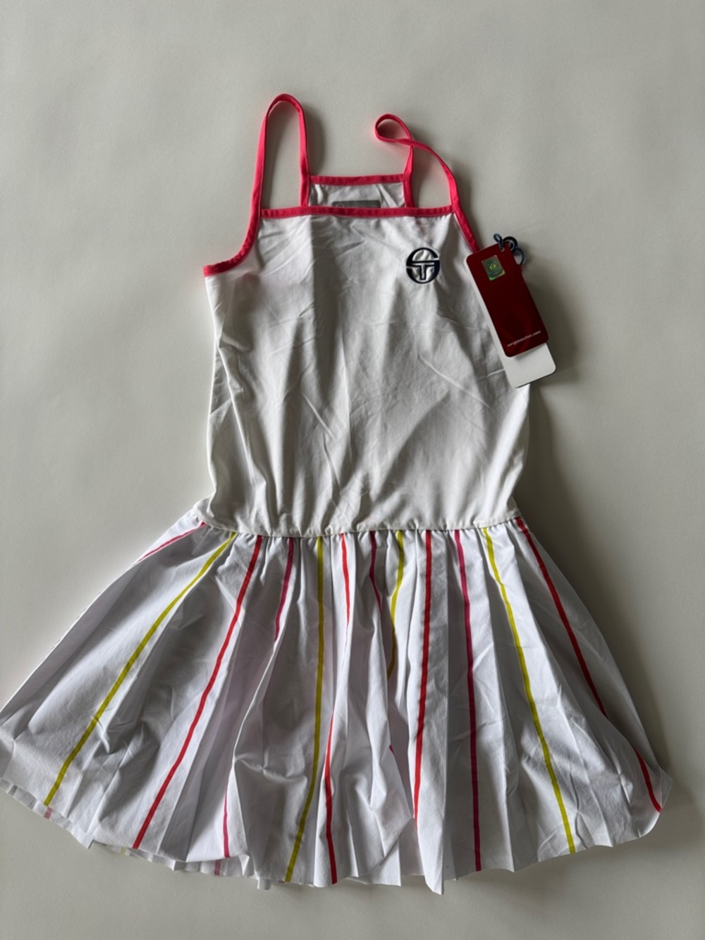 Sergio Tacchini Tech Striped Bottom White Tennis Dress NWT - Picture 2 of 6